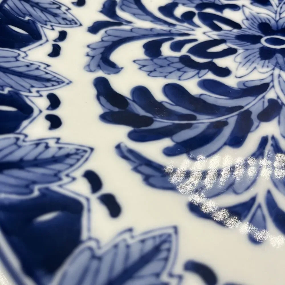 Set of 2 Vintage Centrum Ceramics Blue & White Floral 10 1/8” Dinner Plates